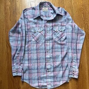 Mens Vintage Western Button Up Shirt, Mother of Pearl Buttons